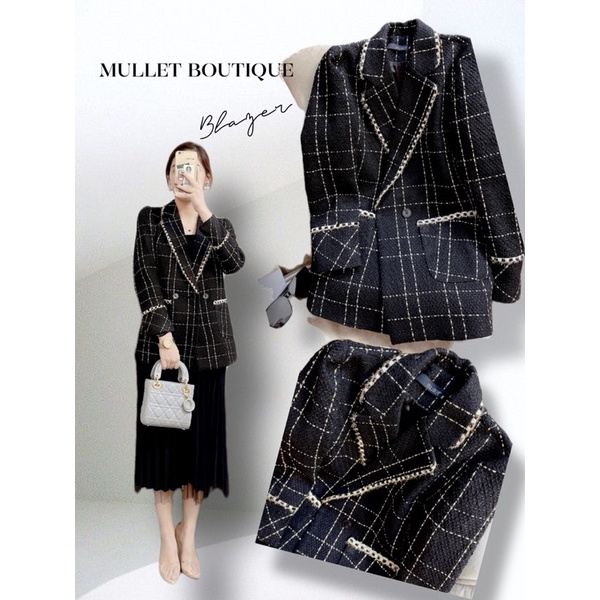 Áo 𝐁𝐥𝐚𝐜𝐤𝐜𝐚𝐭 Blazer dạ kẻ