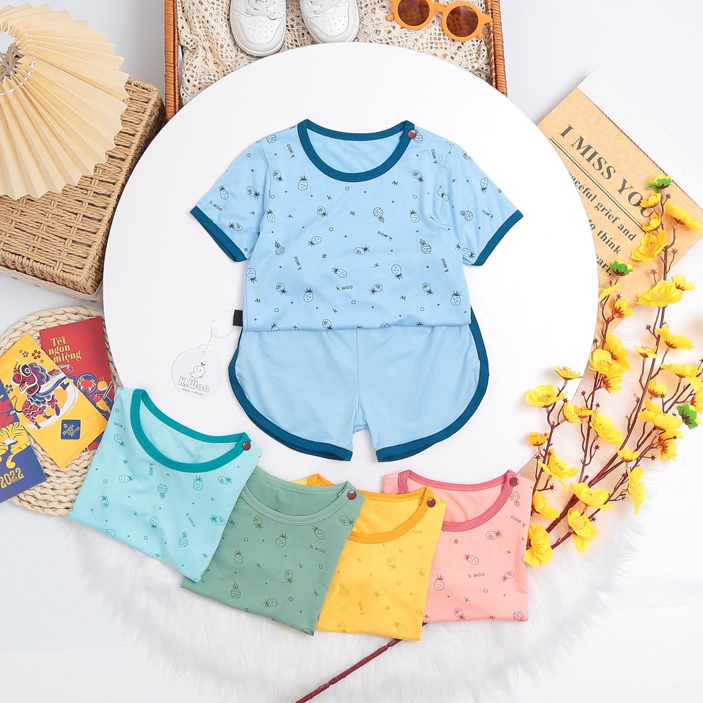 Bộ Ngắn K.WOO In Họa Tiết Siêu Đẹp, Bé Trai-Bé Gái, 7-19KG.