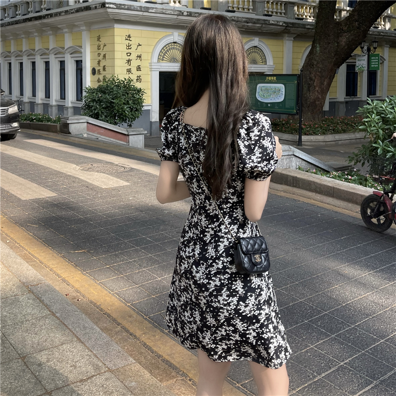 Xiaozhainv Đầm hoa 2 dây/tay ngắn thời trang quyến rũ