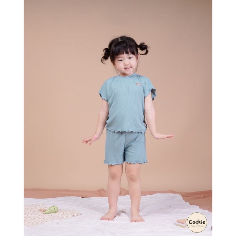 Bộ Cộc Tay Cookie Cotton Tăm Mềm,Mát Cho Bé