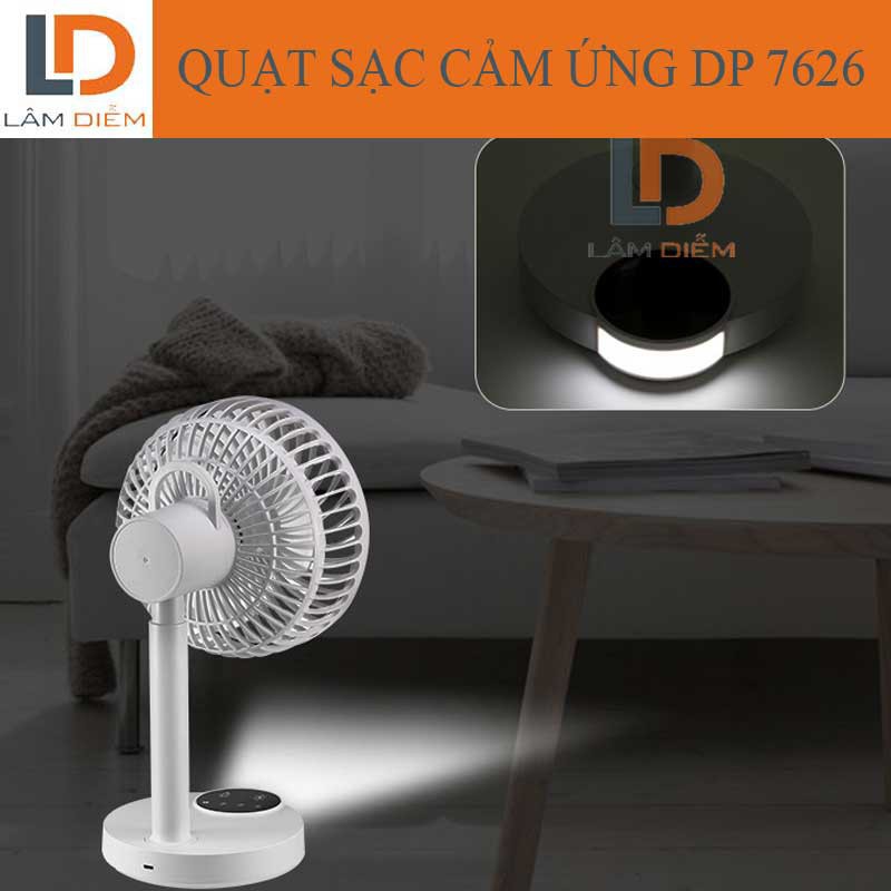 [Mã ELHA22 giảm 5% đơn 300K] QUẠT SẠC CẢM ỨNG CÓ ĐÈN LED DP 7626