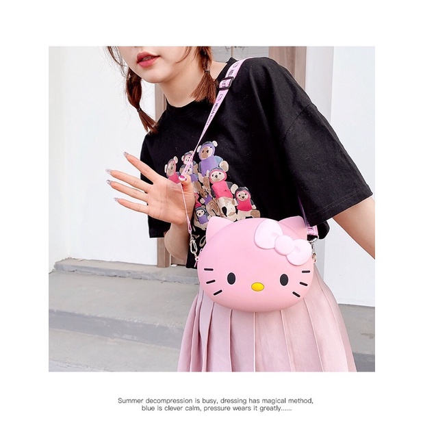 Túi đeo chéo silicon Hello Kitty