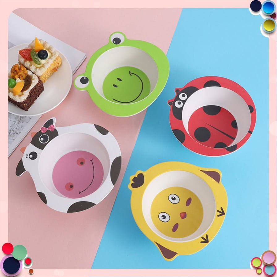 Bát ăn dặm sợi tre hình thú ngộ nghĩnh an toàn cho bé