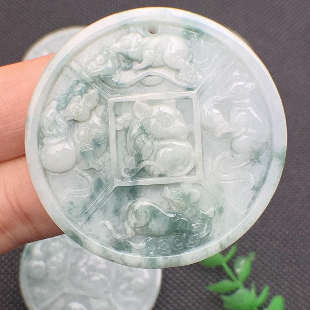 Ngũ thử sinh tài phong thủy ngọc cẩm thạch/Ngọc phỉ thúy tự nhiên