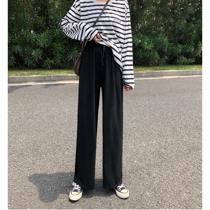 SUXI Quần dài nữ lưng cao ống rộng