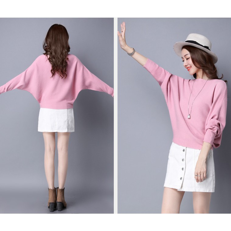 Áo len nữ tay cánh rơi freesize ale36