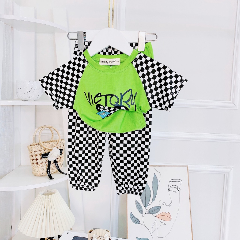 Bộ Ngắn Tay Quần Dài Cho Bé Trai Bé Gái Minky Mom Vải Thun Lạnh Form Alibaba Đáng Yêu, Bộ Mặc Nhà Cho Bé - ALICARO1