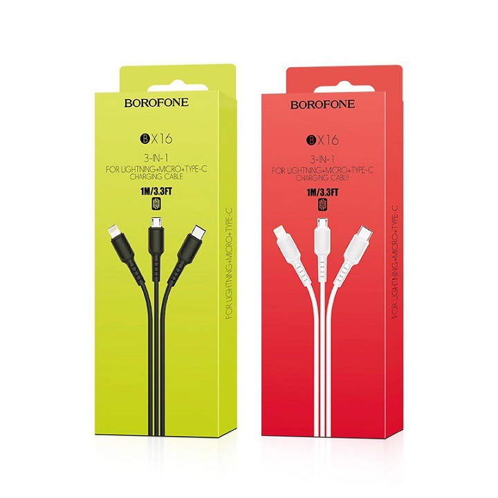 Cáp sạc BOROFONE BX16 3in1 (1m)