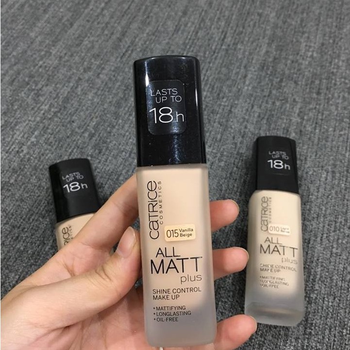 Kem nền kiềm dầu Catrice All Matt Plus 18h màu 010 và 015 (30ml) che phủ mịn màng, tự nhiên - Mị Đẹp Authentic