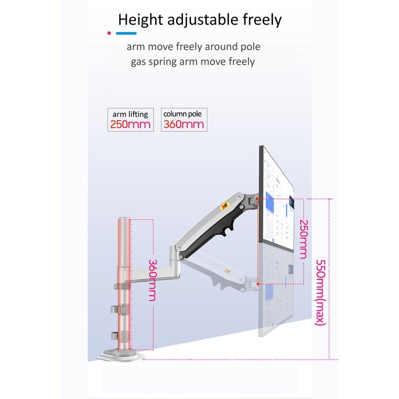 Giá Treo Màn Hình Máy Tính NB - H100 [ Dùng Cho Màn Hình Từ 17" - 35" ] - [ Hàng Chính Hãng ] di chuyển 360 độ | BigBuy360 - bigbuy360.vn