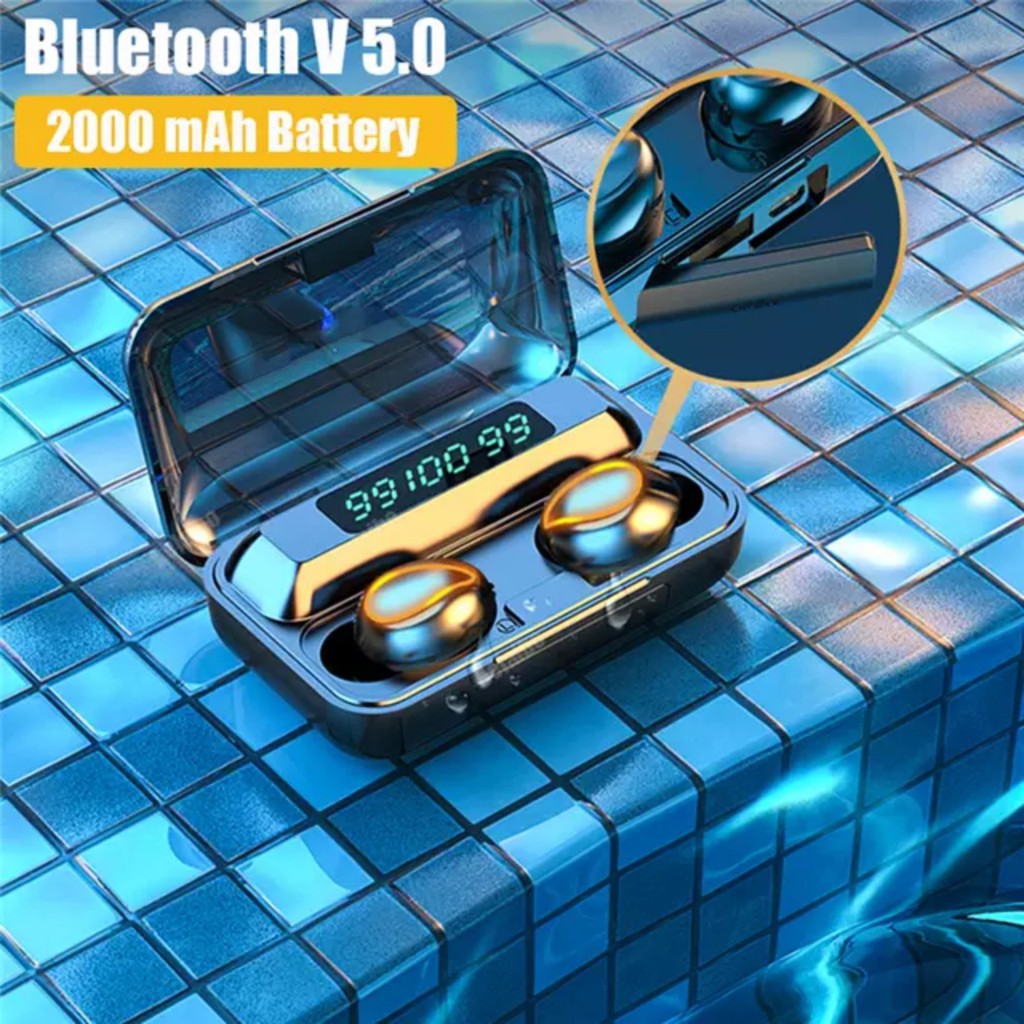 Tai nghe bluetooth 5.0 mắt sói trong đêm âm thanh vòm 9D kén sạc dung lương pin 3500