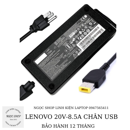 Sạc Laptop Lenovo 20V-8.5A 170W chân USB dùng cho T440P T540P W540 Y50-70 P50 yoga11 yoga13 E531 S210 S500 U330 U430