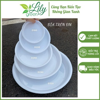 Đĩa lót chậu cây, hình tròn trơn, hai màu đen trắng đủ size