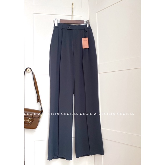 Quần suông CECILIA khuy lệch size XS->L chất suôn mượt ít nhăn - dáng cạp cao giấu bụng che khuyết điểm mông đùi