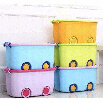 Thùng Đựng Đồ Chơi ALPHABET Bằng Nhựa An Toàn Đa Năng Có Bánh Xe Loại To – Kích Thước 58x39x31cm