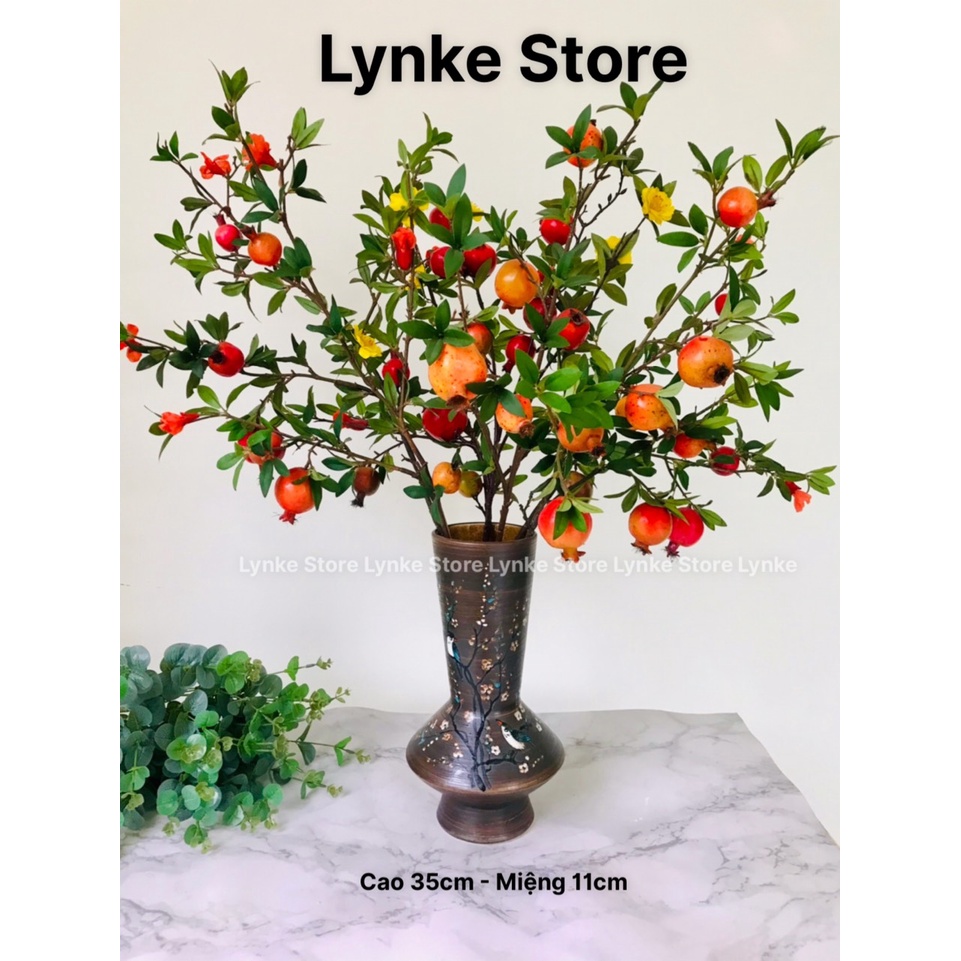 Bình Hoa Lọ Hoa Gốm Men Thuần Mộc Dáng Đèn Cao 35cm Cắm Đào Đẹp Gốm Sứ Bát Tràng - Lynke Store