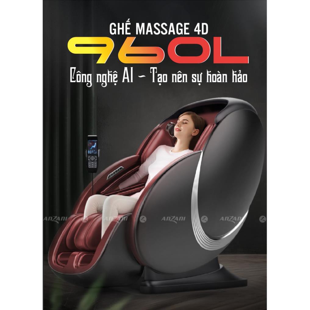 [Ghế Massage Toàn Thân 4D-960L Cao Cấp] Công Nghệ AI Massage Bằng Con Lăn Sứ Di Động, Kết Nối Loa Bluetooth