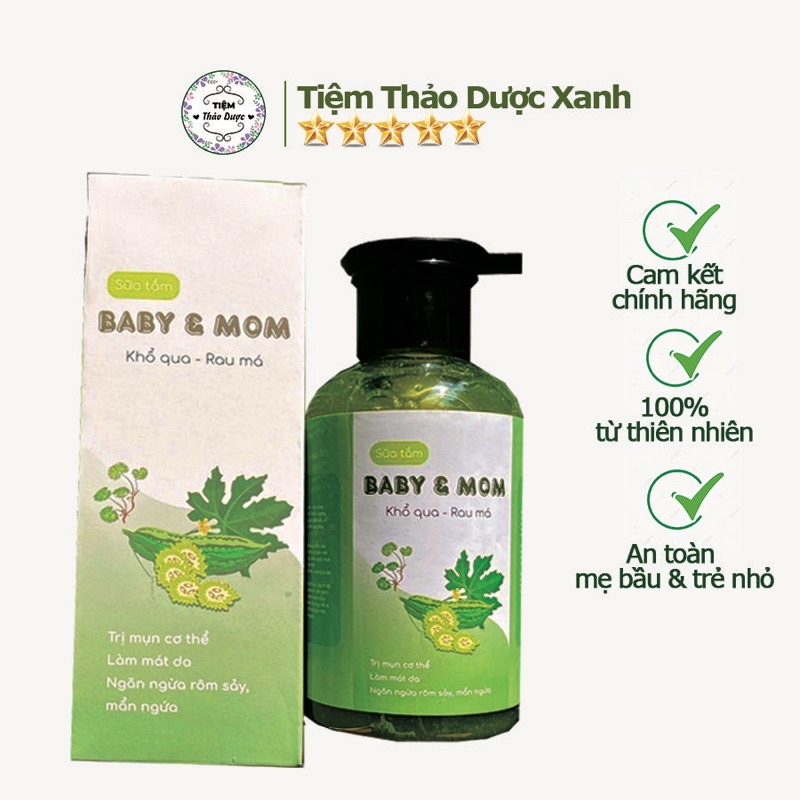 Sữa tắm mướp đắng- sữa tắm khổ qua &amp; ráu má 350ml  100% thiên nhiên giúp bảo vệ da mẹ và bé