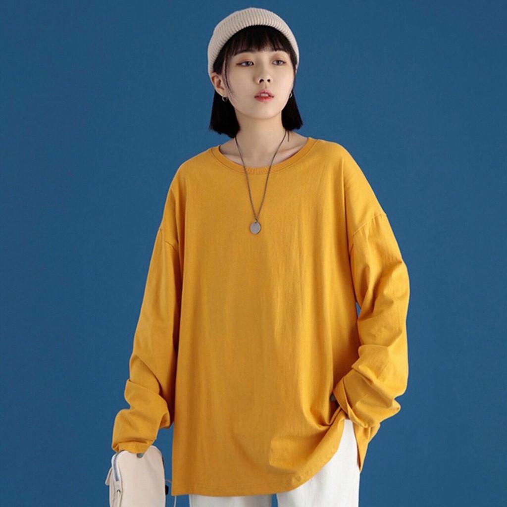 Áo Thun Trơn Tay Dài UNISEX Basic Long Tee màu trắng, đen, vàng, tím, hồng