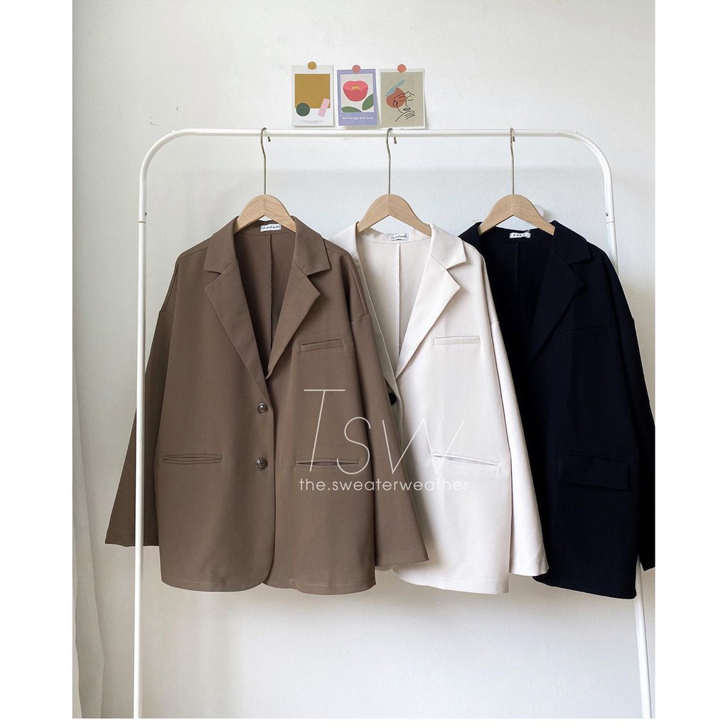 Áo khoác vest blazer nữ basic dài tay dáng rộng 2 khuy cài, túi ngang mở thanh lịch Duonglinhlinh1202  AV01751
