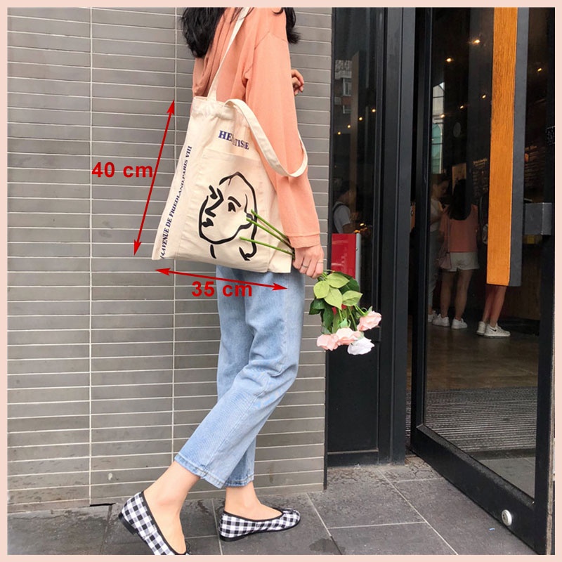 Túi tote vải đi học nữ canvas Tina shop TX037