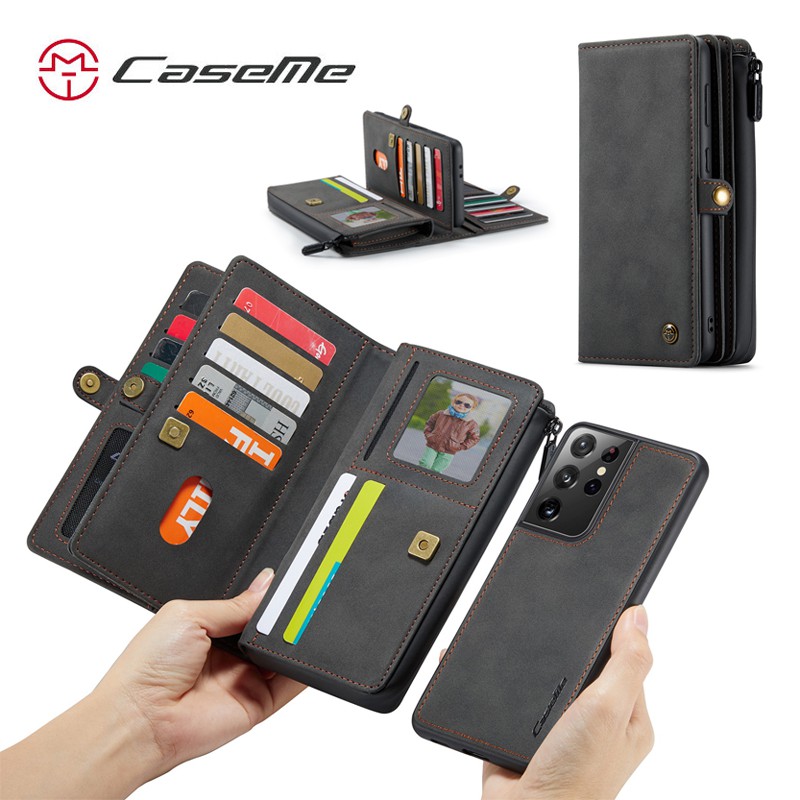 CaseMe 018 Bao da điện thoại PU kiểu ví khóa kéo đa năng 2 trong 1 cho Samsung Galaxy Note 10 10+ S20 S20+ S21 S21+ Ultra Plus Phone Case | BigBuy360 - bigbuy360.vn