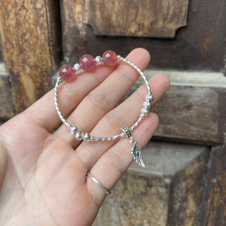 Lắc Tay Đá Hồng Mix Bạc
