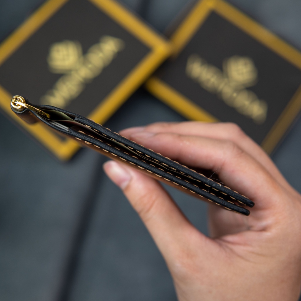 Ví Da Nam Gập Ngang WEMODA chất liệu da Veg Italia, kẹp tiền money clip luxury không gỉ bảo hành 24 tháng