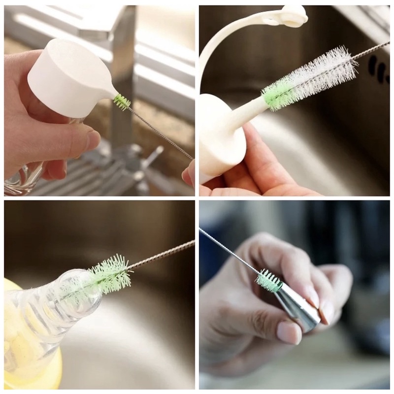 Set 4 cọ vệ sinh rửa vòi ấm trà, cà phê, lọ chai, đầu ty ngậm bình sữa, lưỡi máy xay sinh tố