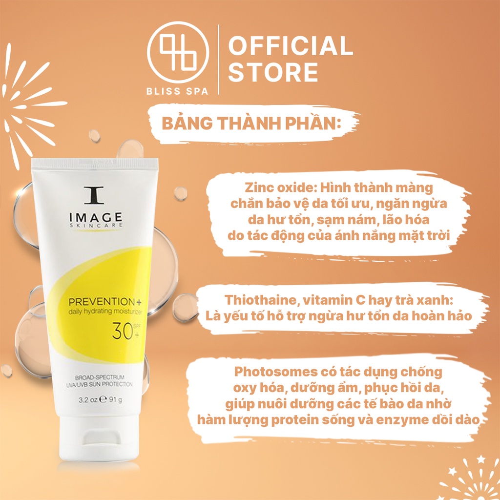 Kem Chống Nắng Trắng Da Cho Da Khô IMAGE SKINCARE Prevention+ Daily Hydrating Moisturizer SPF30 91g - Bliss Spa