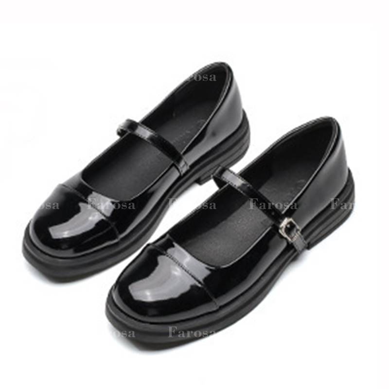 Giày búp bê da bóng vá mũi phong cách retro Hàn Quốc cho nữ mã V444