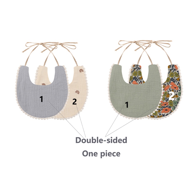 Yếm Ăn Cotton Kèm 2 Băng Đô Đính Nơ Tùy Chỉnh Xinh Xắn Cho Bé Gái