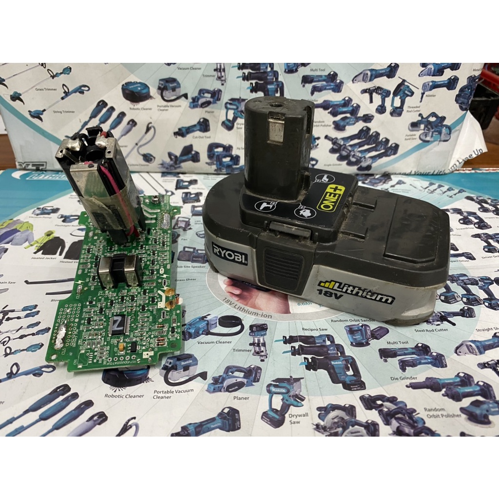 Vỏ mạch zin bãi Ryobi 1 hàng cell 18v 5s-1p. BN.