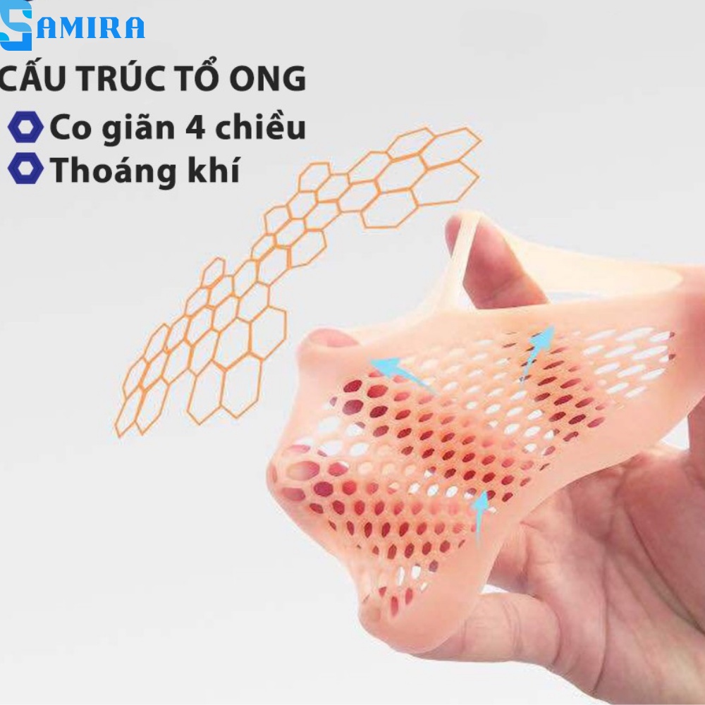Cặp lót giày silicone tổ ong xỏ ngón đệm êm lòng bàn chân phía trước chống chai chân giảm đau co giãn khi mang giày SA19