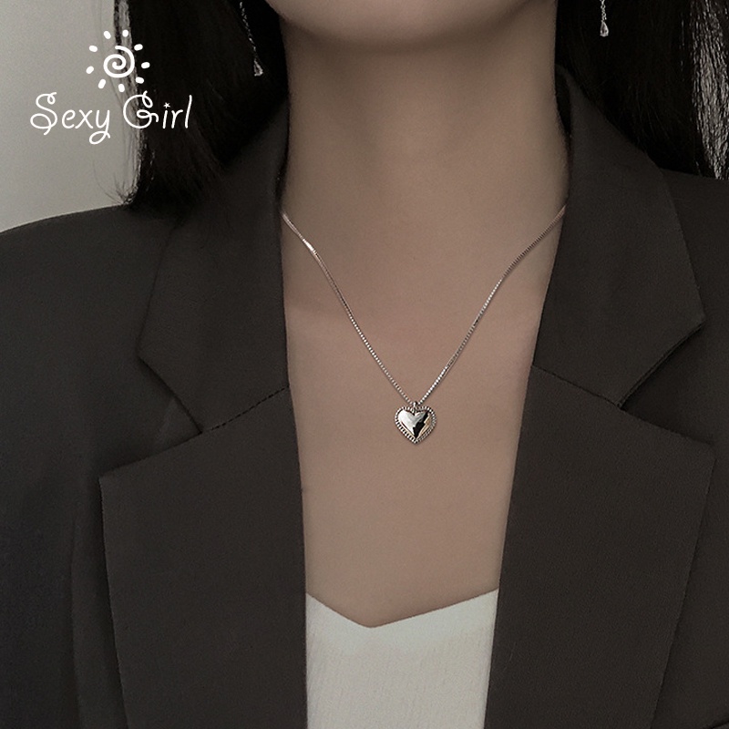 Vòng cổ kim loại mặt hình trái tim phong cách Hàn Quốc thanh lịch thời trang cho nữ