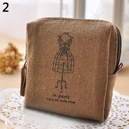 Ví đựng tiền xu chất Linen cho nữ