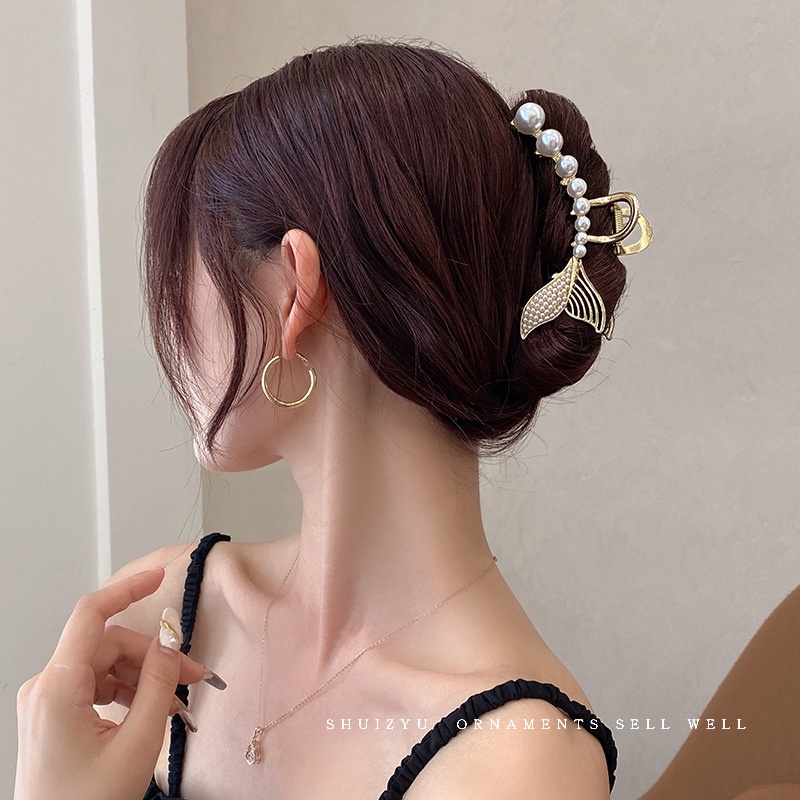 Kẹp Tóc Kim Loại Đính Ngọc Trai Nhân Tạo Thời Trang Cho Nữ