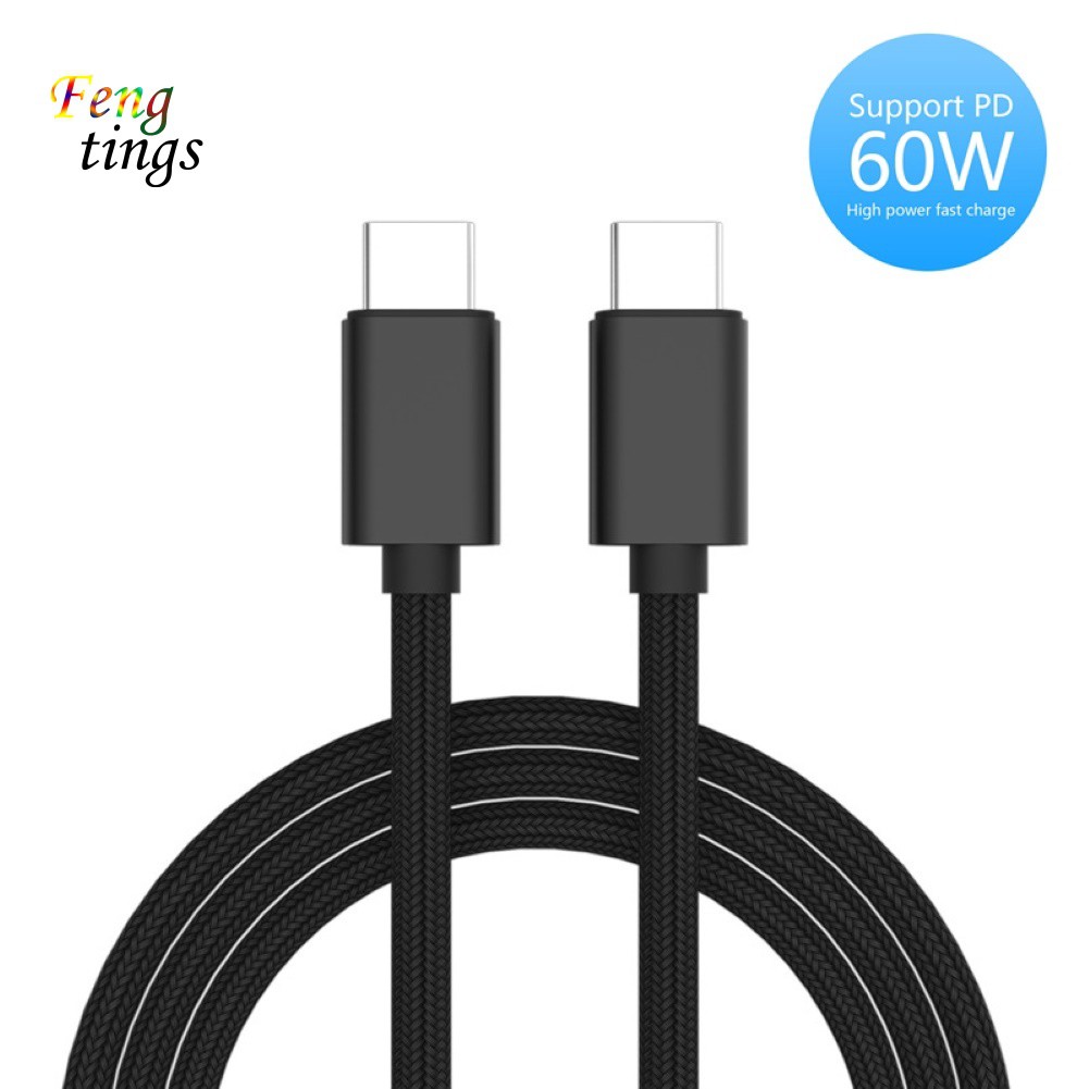 Dây cáp sạc nhanh vải bện đầu đực 60W PD Type-C cho máy tính bảng MacBook Huawei