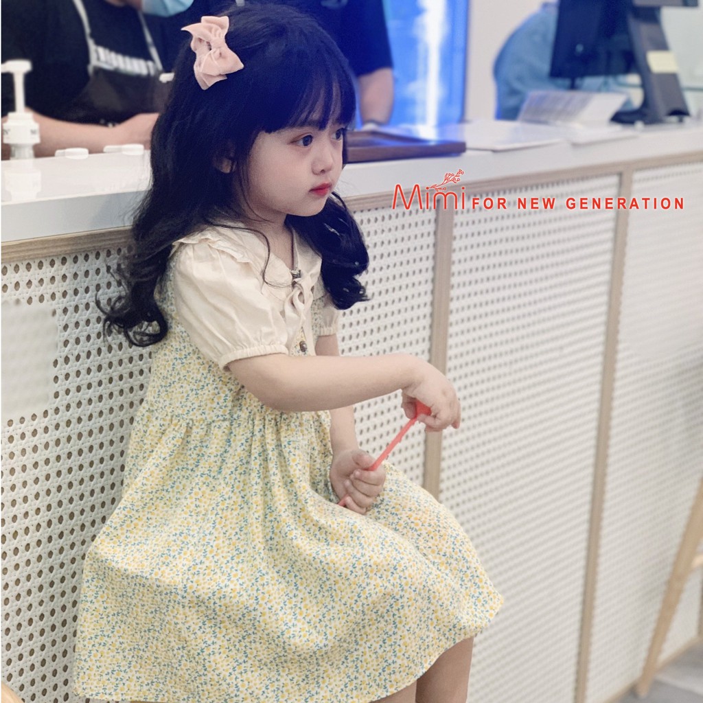 Váy hoa babydoll bé gái chất liệu tơ hàn cao cấp mềm mịn - Mẫu đầm bé gái hoạ tiết hoa nhí sang trọng đồ đi biển cho bé