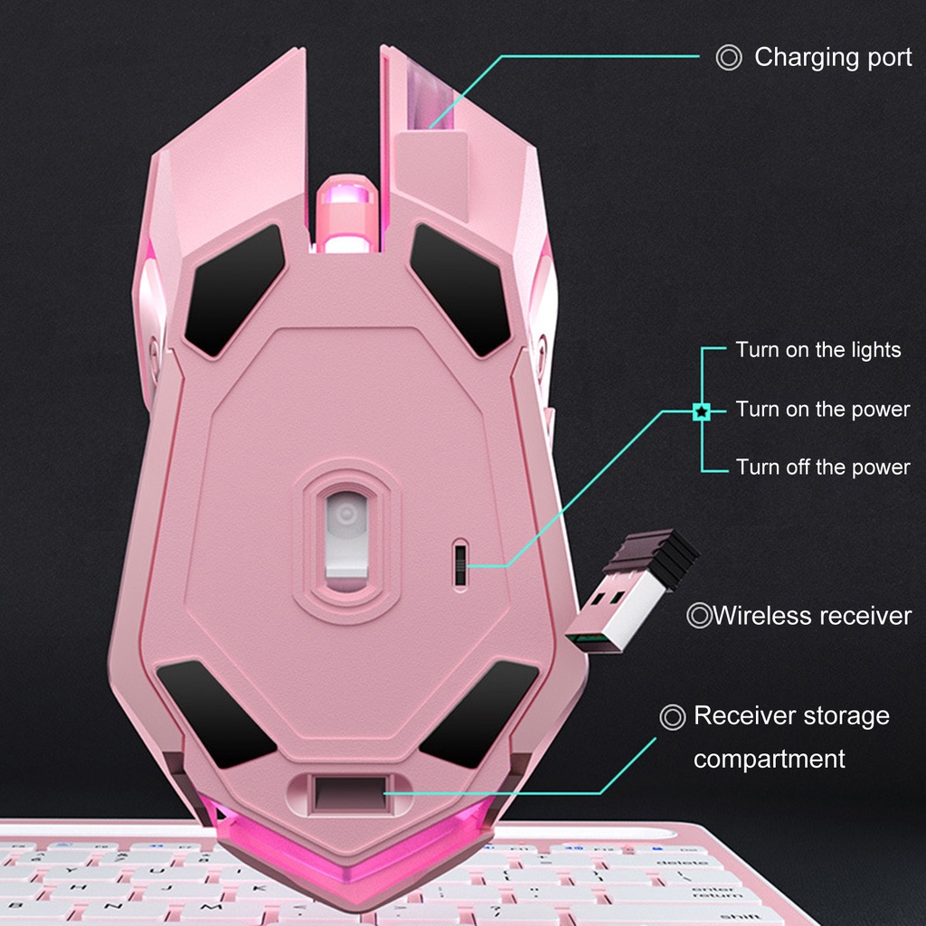 Chuột Không Dây Bluetooth 3 Chế Độ Sạc Usb Dễ Thương Cho Nữ