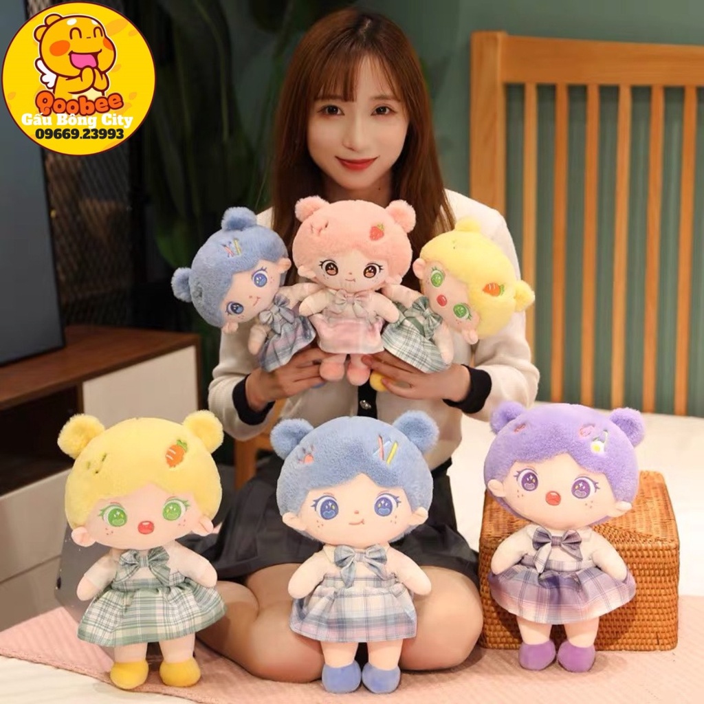 Gấu Bông Búp Bê Thuỷ Thủ Váy Kẻ Baby - Búp Bê Nhồi Bông Cao Cấp Gấu Bông City