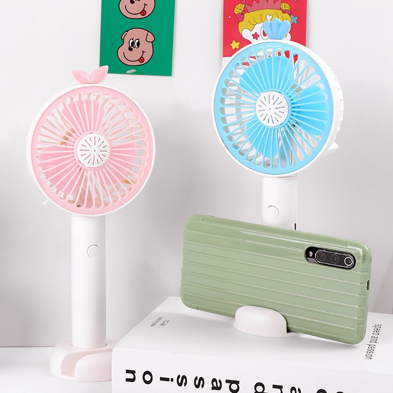 Quạt Mini tích điện tiện lợi có giá để điện thoại để bàn #5