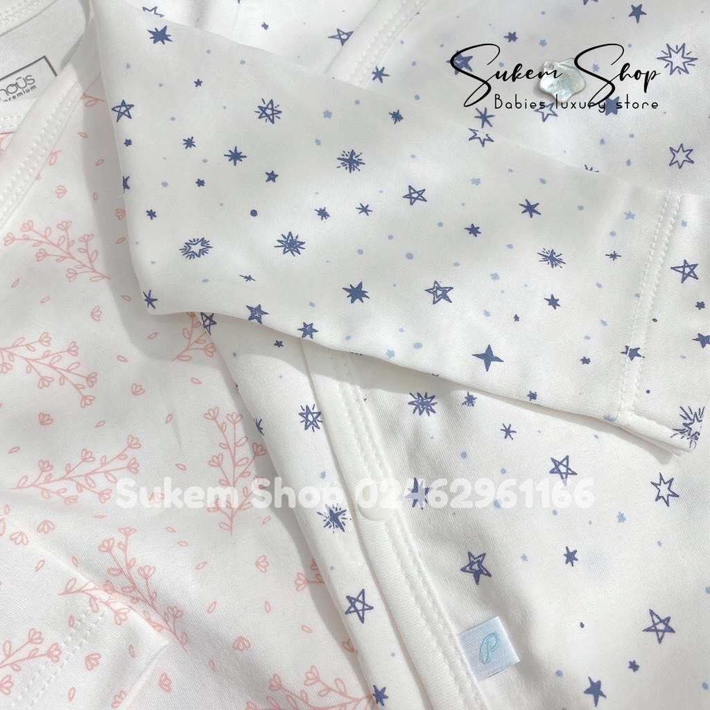 NOUS 2022 - Bodysuit dài tay họa tiết hoa nhí xanh, hồng cho bé