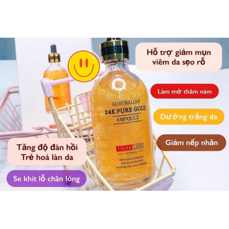 Serum vàng trắng sáng da chuẩn Úc có mã QR check code - nguyên chất 24K chai 100ml Thera Lady Australian 24k Pure Gold