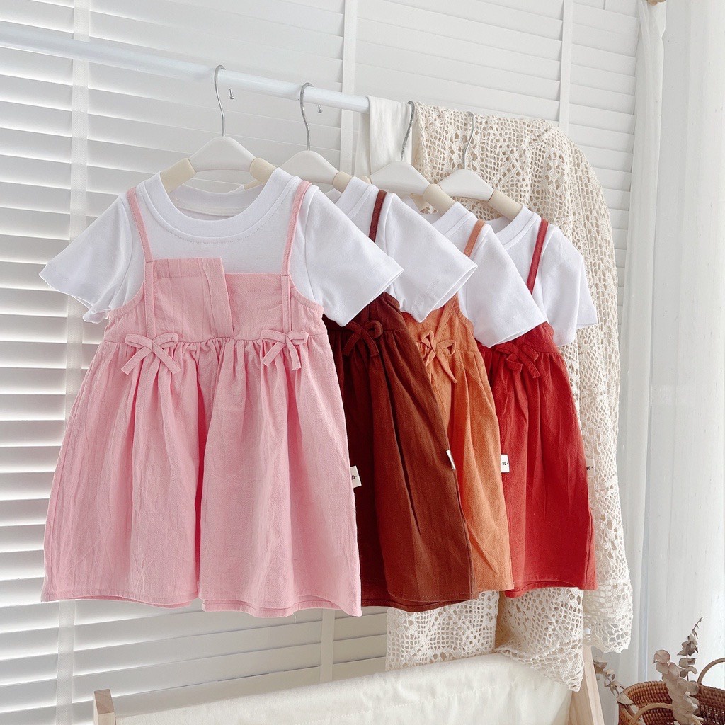 (8-20kg)-Jee kids- Váy đầm phối áo thun cotton giả yếm thô xinh xắn cho bé yêu dạo phố(ảnh thật)