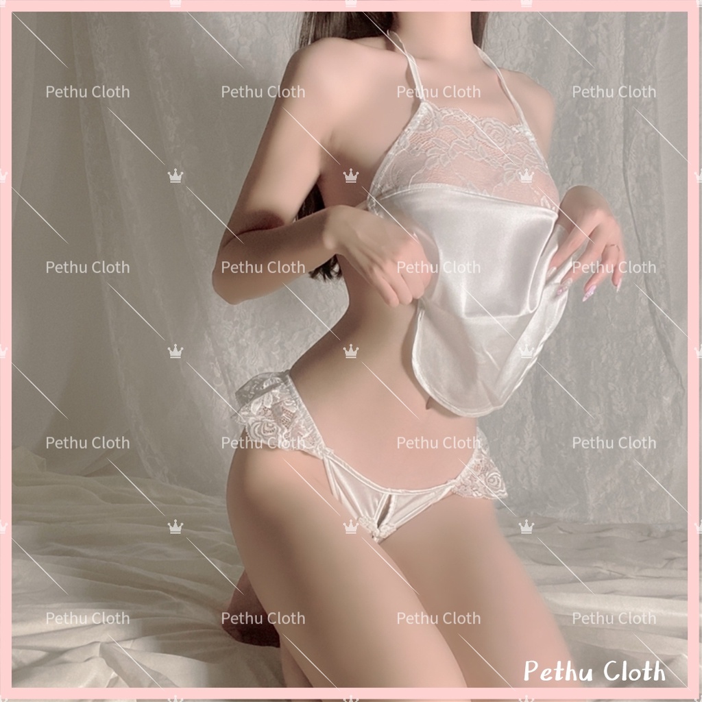 （Q1,HCM）Đầm Ngủ SexyFreeshipVáy ngủ lụa viền ren quyến rũ giá rẻ---Freesize 40-55kg--015