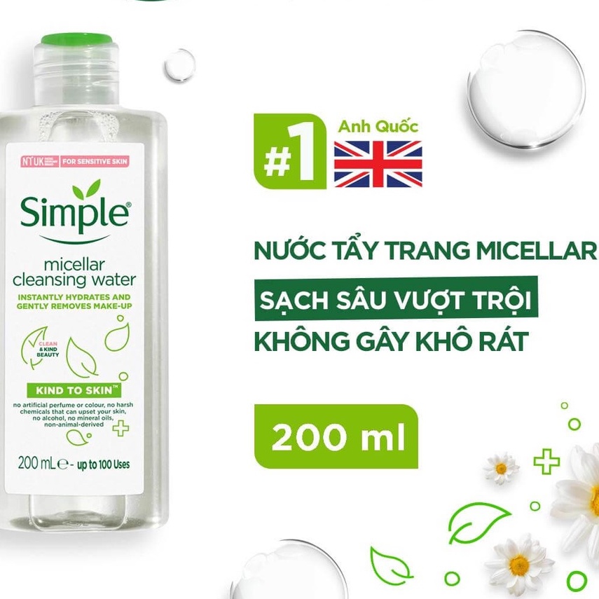 Nước Tẩy Trang Simple Micellar Cleansing Water 200ml