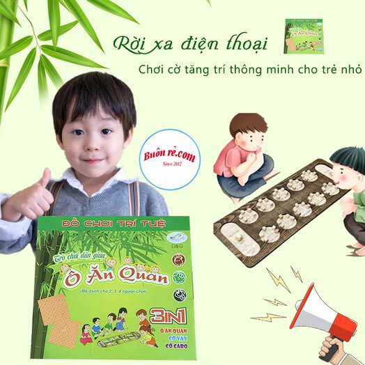 Bộ trò chơi dân gian Ô Ăn Quan 3 in 1( ô ăn quan; cờ vây; cờ caro) – 01351 Buôn rẻ