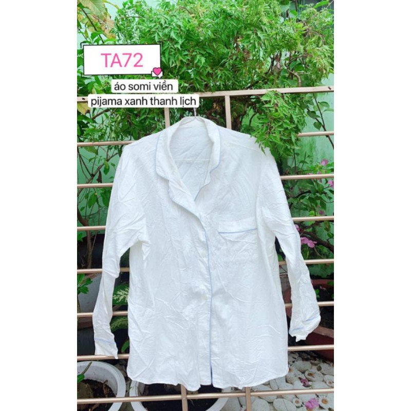 áo sơmi viền pijama xanh nhạt. TA72