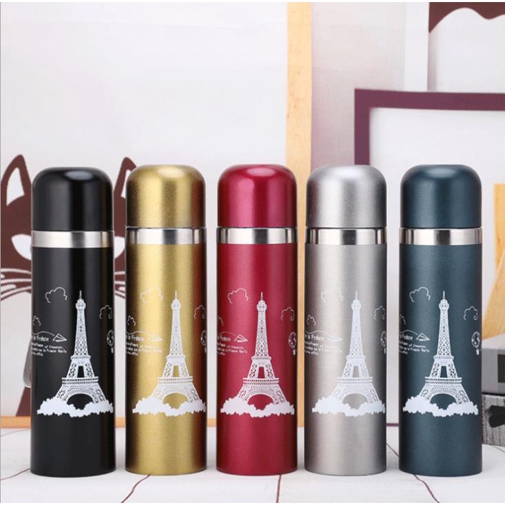 Bình Giữ Nhiệt 500ml Hình Tháp Eiffel Thiết Kế Đơn Giản Tinh Tế